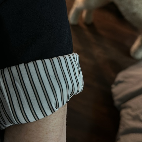 Quince Crepe Open Front Blazer sz L Black Wrinklefree Career Shoulder Pads - Picture 2 of 3